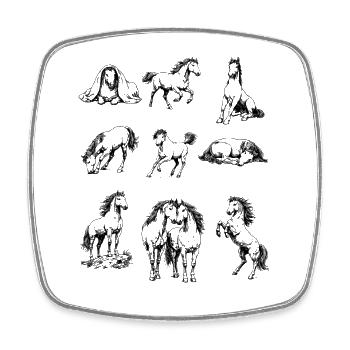 Horse Collection: Wild Silhouettes - Square fridge magnet - white - Front