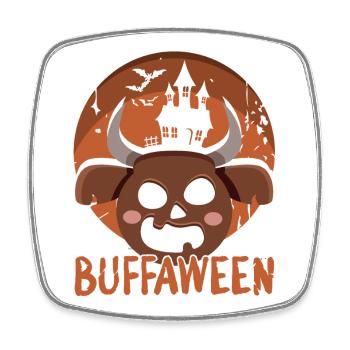 Safari Afrique Serengeti Faune Halloween Buffle - Magnet carré - blanc - Devant