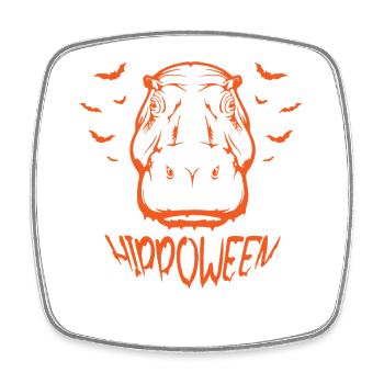 Safari Afrique Faune du Serengeti hippopotame d’Halloween - Magnet carré - blanc - Devant