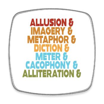 Literarische Mittel Typografie-Stack - Viereckiger Kühlschrankmagnet - Weiß - Vorne