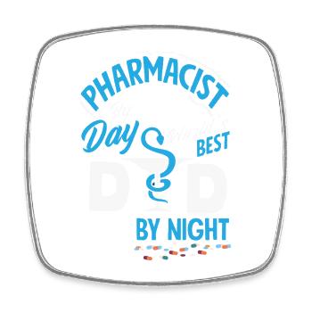 Pharmazeut Bei Tag Vater Bei Nacht Vater Apotheke - Viereckiger Kühlschrankmagnet - Weiß - Vorne