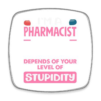 Mein Niveau Von Sarkasmus Apotheker - Viereckiger Kühlschrankmagnet - Weiß - Vorne