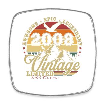 Vintage 2008 Jahrgang Retro Geburtstag Geschenk - Viereckiger Kühlschrankmagnet - Weiß - Vorne