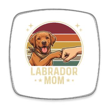 Retro Labrador Mom Foxred Paw Clash - Square fridge magnet - white - Front