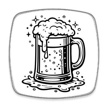 Bierglas Symbol Bier - Viereckiger Kühlschrankmagnet - Weiß - Vorne