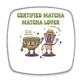 Matcha Matcha Lover certifié Matcha Power Green - Magnet carré - blanc - Devant
