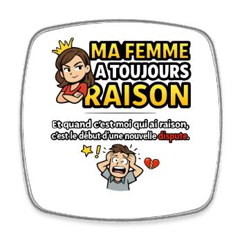 femme_raison - Square fridge magnet - white - Front
