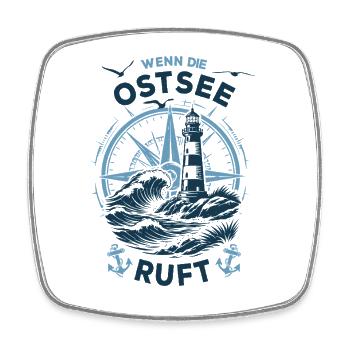 Wenn die Ostsee ruft | Leuchtturm Kompass - Viereckiger Kühlschrankmagnet - Weiß - Vorne