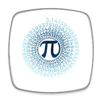 Symbole Pi avec spirale de nombres | Numéro de district 3.1415 - Magnet carré - blanc - Devant