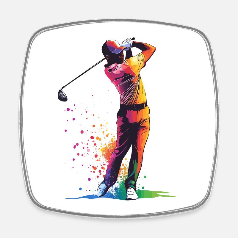 Swing de golf - Magnet carré - blanc