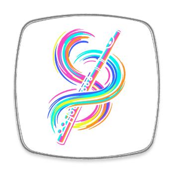 Colorful Flute - Square fridge magnet - white - Front