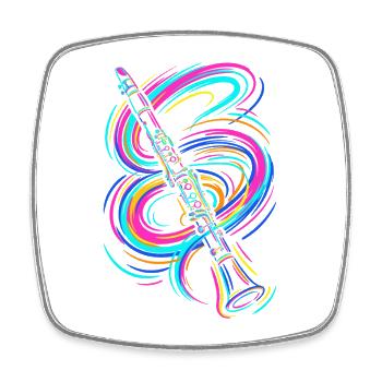 Clarinette colorée - Magnet carré - blanc - Devant