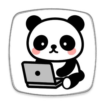Panda kawaii geek - dessin mignon - Magnet carré - blanc - Devant
