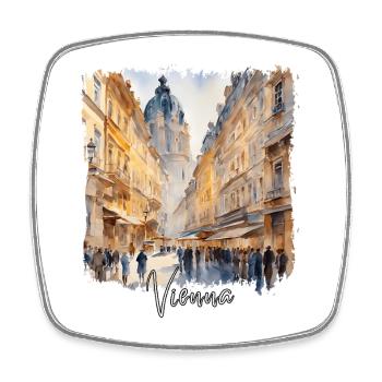 Watercolor of Vienna, Vienna Austria - Square fridge magnet - white - Front