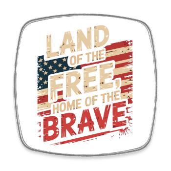Land of the Free - USA Vintage Flag - Square fridge magnet - white - Front