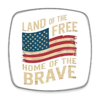 Land of the Free - USA Vintage Flag - Square fridge magnet - white - Front