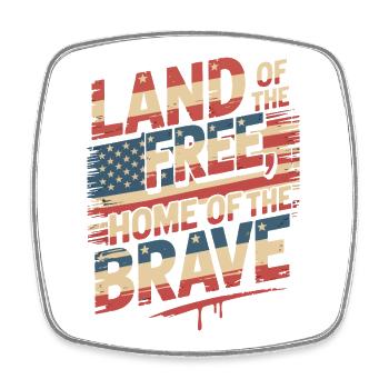 Land of the Free - USA Vintage Flag - Square fridge magnet - white - Front