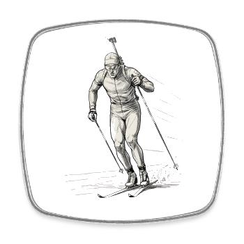 Biathlon Skifahren Wintersport Ski Sport Schießen - Viereckiger Kühlschrankmagnet - Weiß - Vorne
