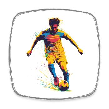  Farbenfroher Fußballheld - Viereckiger Kühlschrankmagnet - Weiß - Vorne