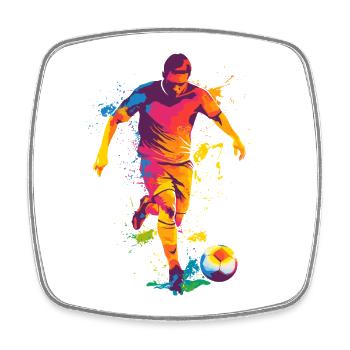 Bunter Kick Farbexplosion Fußball - Viereckiger Kühlschrankmagnet - Weiß - Vorne