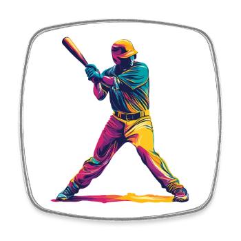 Farbexplosion Baseballschläger - Viereckiger Kühlschrankmagnet - Weiß - Vorne