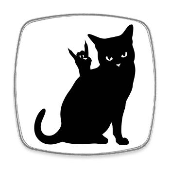 Black Cat – Devil Horns Silhouette - Square fridge magnet - white - Front