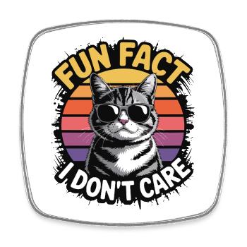 Petite anecdote : Je m’en fiche - Cat Retro - Magnet carré - blanc - Devant