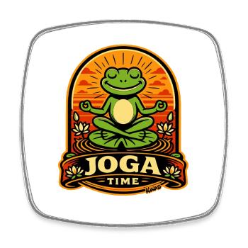 Frog Yoga Time Zen - Magnet carré - blanc - Devant