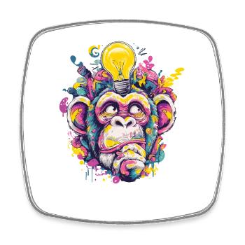 Glowing Monkey Graffiti - Square fridge magnet - white - Front