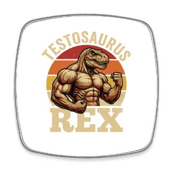 Salle de musculation Testosaurus Rex Dino Gymnase - Magnet carré - blanc - Devant