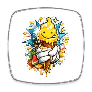 Fröhliche Schmelzende Eiscreme Illustration  - Square fridge magnet - white - Front