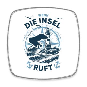 Borkum | Wenn die Insel ruft - Wellen Nordsee - Viereckiger Kühlschrankmagnet - Weiß - Vorne