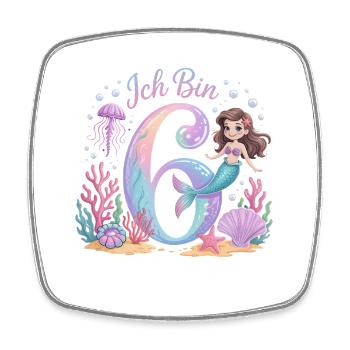 Je suis 6e anniversaire de la Fille des Sirènes - Magnet carré - blanc - Devant