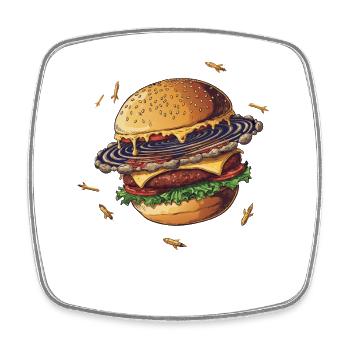 Planète Gourmet Burger - Magnet carré - blanc - Devant