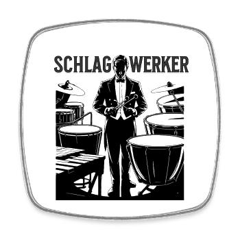 Pauke - Schlagwerker Orchester Pauker Schlagzeug - Viereckiger Kühlschrankmagnet - Weiß - Vorne