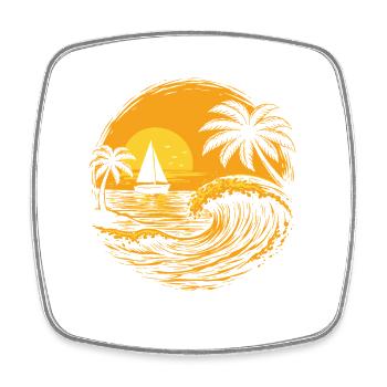 Island Sailboat Retro Spring Break Beach Cruise - Square fridge magnet - white - Front