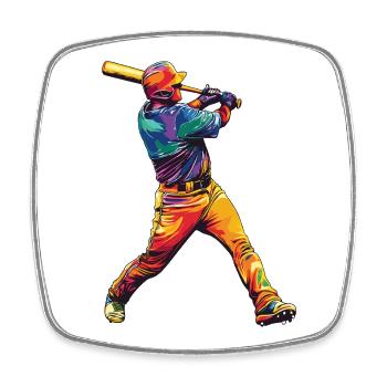 Baseballschlag - Viereckiger Kühlschrankmagnet - Weiß - Vorne