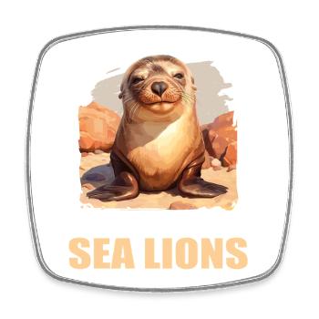 Sea Lions Sea Lion - Square fridge magnet - white - Front