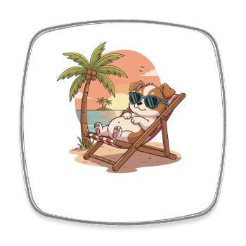 Strand-Lounge Corgi - Viereckiger Kühlschrankmagnet - Weiß - Vorne