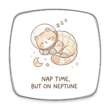 Nickerchen Neptun | Süße Space Katze - Viereckiger Kühlschrankmagnet - Weiß - Vorne