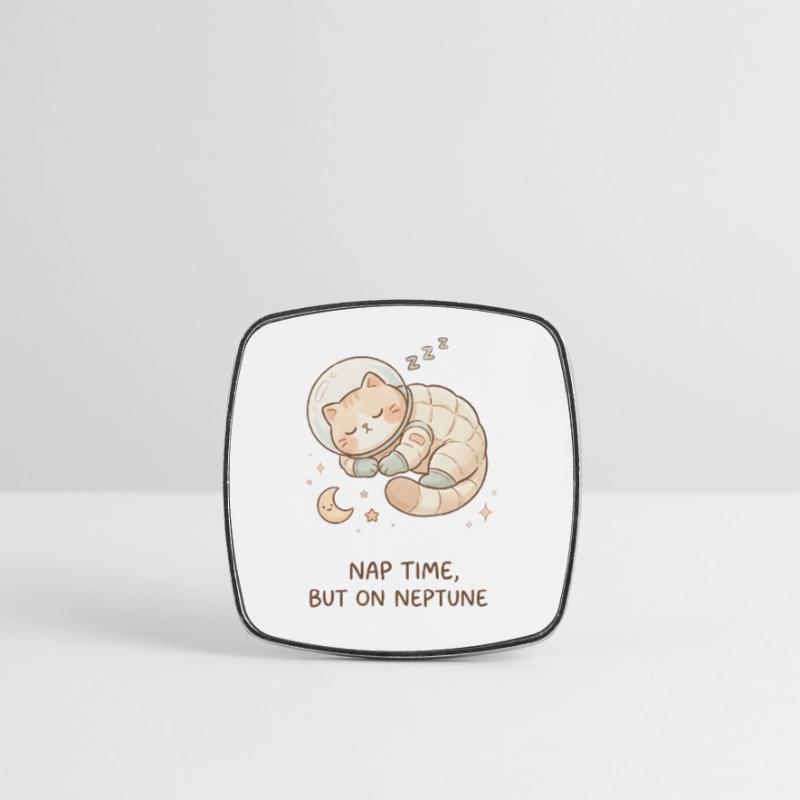 Nap Neptune | Chat de l’espace mignon Magnet carré