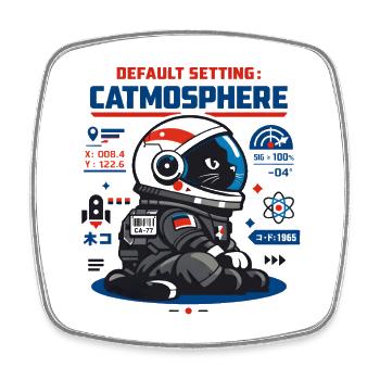 Standardmodus Catmosphäre | Astro Katze - Viereckiger Kühlschrankmagnet - Weiß - Vorne