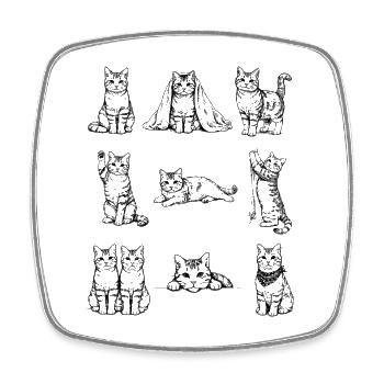 Night Cats Silhouettes Collection - Square fridge magnet - white - Front