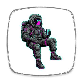 Nachtastronaut Neon-Power - Viereckiger Kühlschrankmagnet - Weiß - Vorne