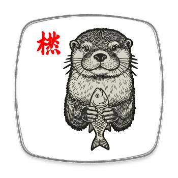 Otter Asian - Square fridge magnet - white - Front