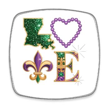 Mardi Gras Louisiana T-Shirt – Fleur de Lis, Heart - Square fridge magnet - white - Front