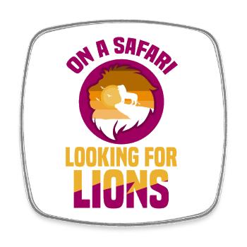 Safari Afrique Savane de la faune du Serengeti Lion - Magnet carré - blanc - Devant
