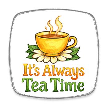 Always Tea Time Teacup Design - Square fridge magnet - white - Front