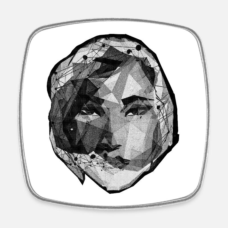 LOWPOLY WOMAN #1 - black & white - Square fridge magnet - white