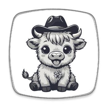 Adorable Cowboy Cowhide - Square fridge magnet - white - Front